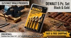 Dewalt 5-PIECE Black & Gold High Speed Steel Countersink Drill Bit Set, 1/4-3/4 New. Price: $19.53.