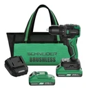 Schneider Brushless Cordless Drill Set 20V Dual-speed Batteries & Charger Open. Price: $73.99.