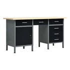 Bowery Hill Contemporary 63"X23.6"X33.5" Steel Workbench In Black New. Price: $633.80.