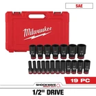 Milwaukee 49-66-7012 Shockwave 1/2" Impact Duty Sae Socket Set 19 Pc New. Price: $106.47.