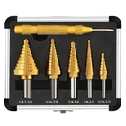Comoware 5PCS Step Drill Bit Set Titanium Hss 3/16"-1-3/8" Metal Hole Cutter New. Price: $41.99.