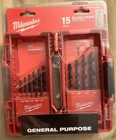 Milwaukee Thunderbolt Black Oxide Drill Bit Set- 15 Piece 48-89-2803 New. Price: $22.89.