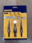 New Sealed Irwin 3-PIECE Step Drill Unibit Kit, #10502ZR. Price: $49.97.