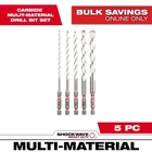 Milwaukee Shockwave Carbide Multi-material Drill Bits Set 5-PACK New. Price: $59.99.