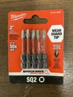 Milwaukee 48-32-4606 5PK #2 Square Recess Shockwave 2" Power Bit New. Price: $8.00.