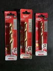 3PK. Milwaukee Red Helix 31,29,23". Titanium Drill Bits New. Price: $29.99.