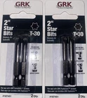 Lot Of Grk T-30, 2-IN. Black Steel Star Bits, Two 2-PACKS = Four 187451 New. Price: $12.70.
