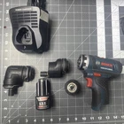 Bosch 12V Max Cordless Drill Driver Kit Right Angel Battery And Charger Used. Price: $129.99.