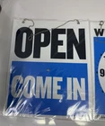 Nos 2 Double- Sided Come In/open/will Return Sign With Clock Hands Chain New. Price: $10.00.